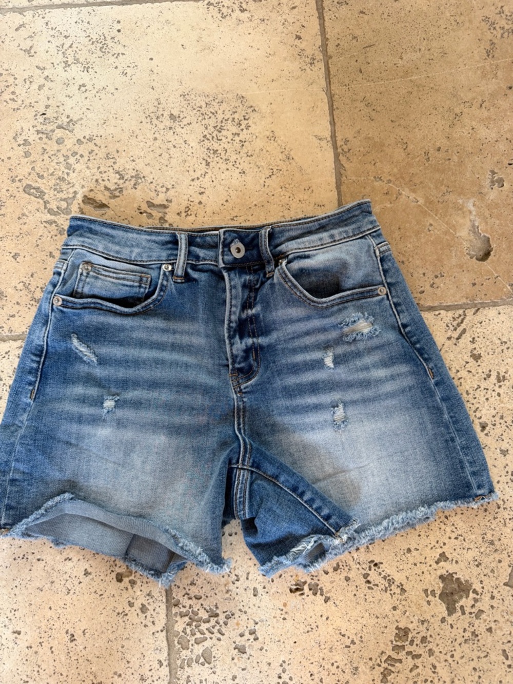 Distressed Blue Denim Shorts Mica Sz small